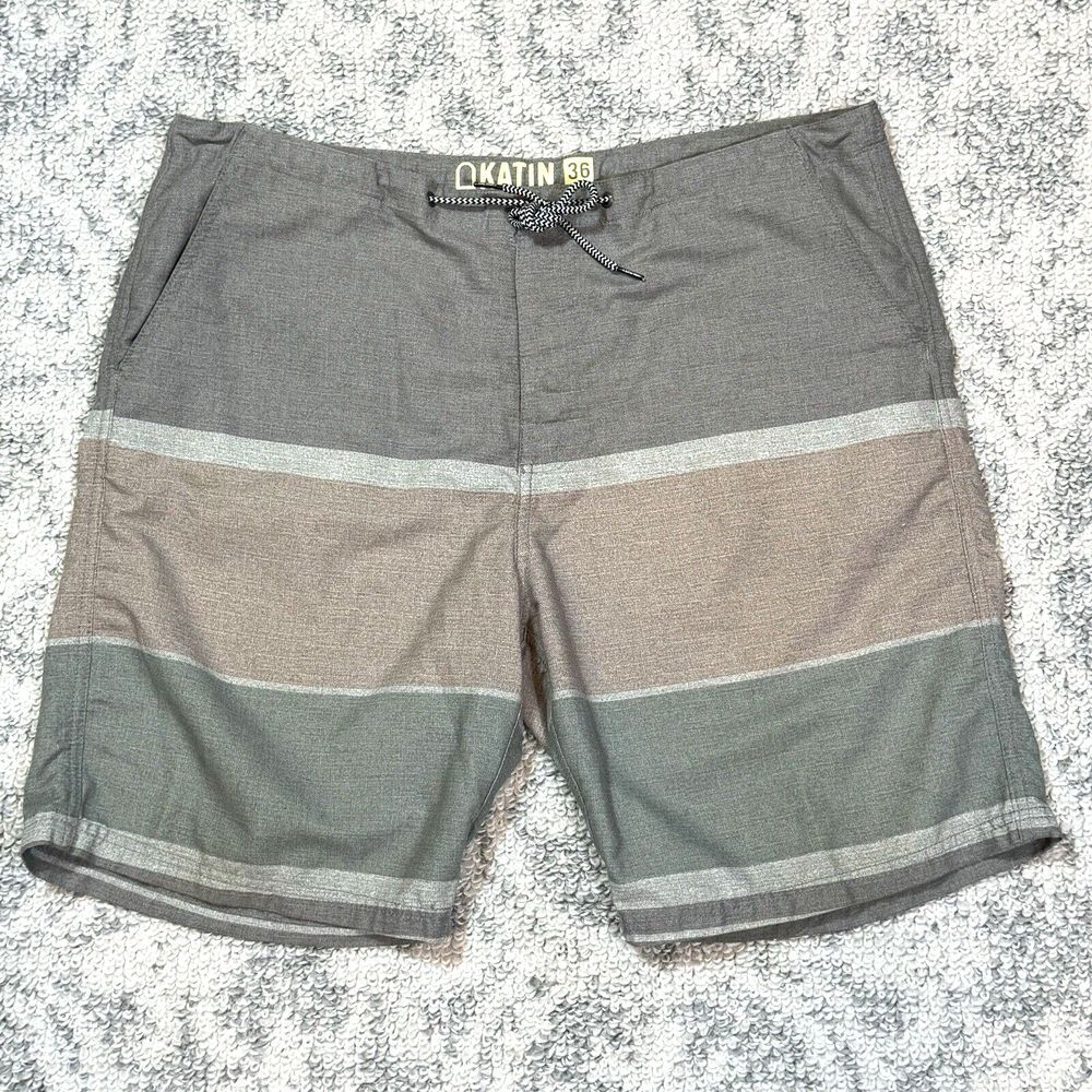 KATIN Surf Board Shorts Swim‎ Trunks Mens Size 36 Gray Cotton Blend EUC